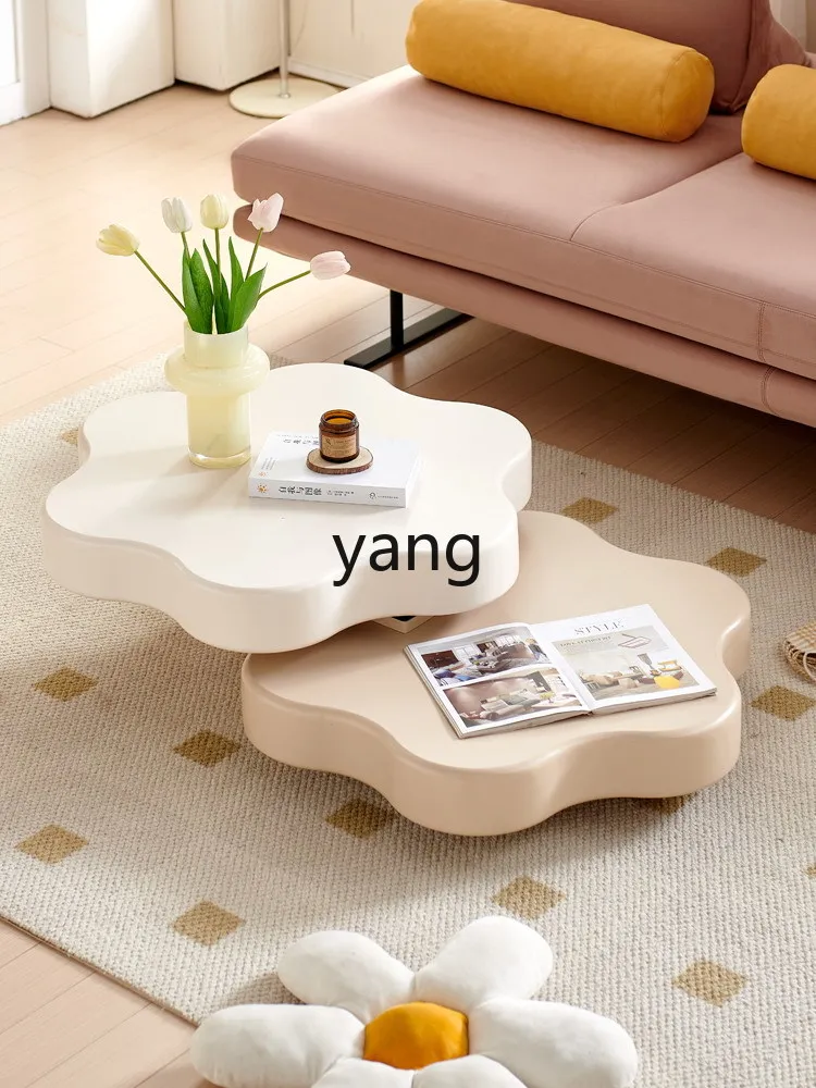 CX Cream Style Modern Simple Small Apartment Creative Petals Rotating Suspension Small Coffee Table