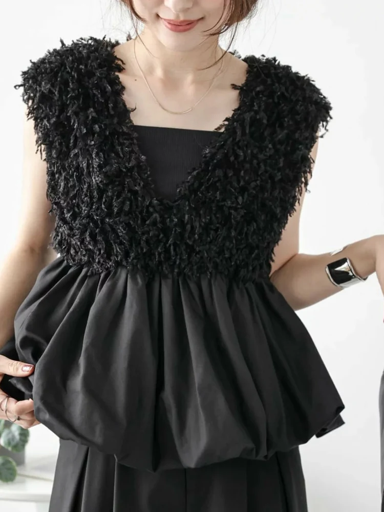 

Тяжелый жилет с V-образным вырезом, женский модный дизайн, свободная утягивающая верхняя одежда из полиэстера, осень 2025 г.