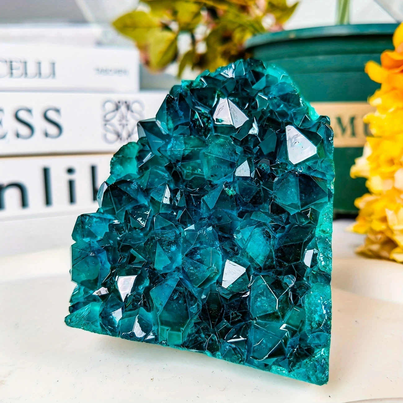 قطعة واحدة من مجموعة الكريستال الزرقاء الجميلة - أحجار كريمة ملونة، طراز بوهيمي، حياة، رائعة للديكور المنزلي #5