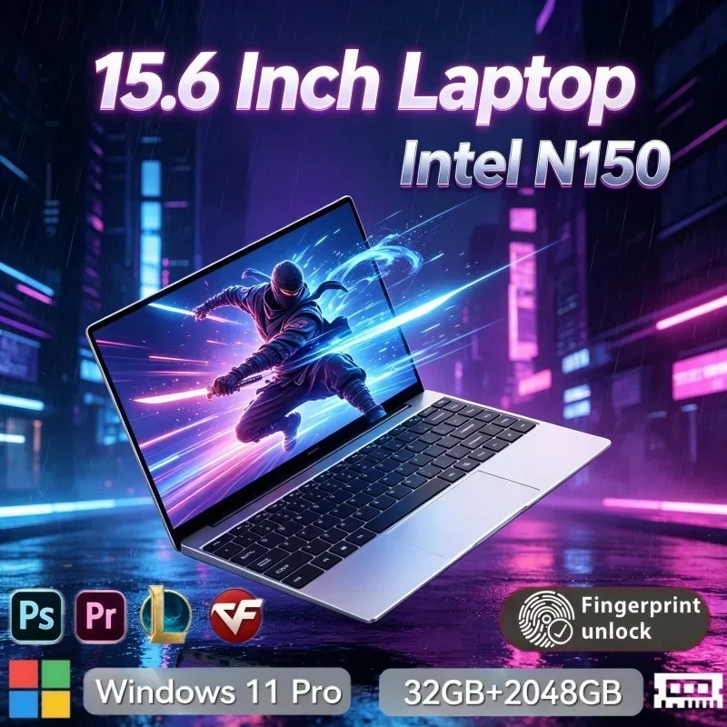 2026 Budget 15.6" IPS Notebook PC Intel N150 Quad‑Core Windows11 16GB RAM 2TB SSD Large Memory Laptop For Daily Use