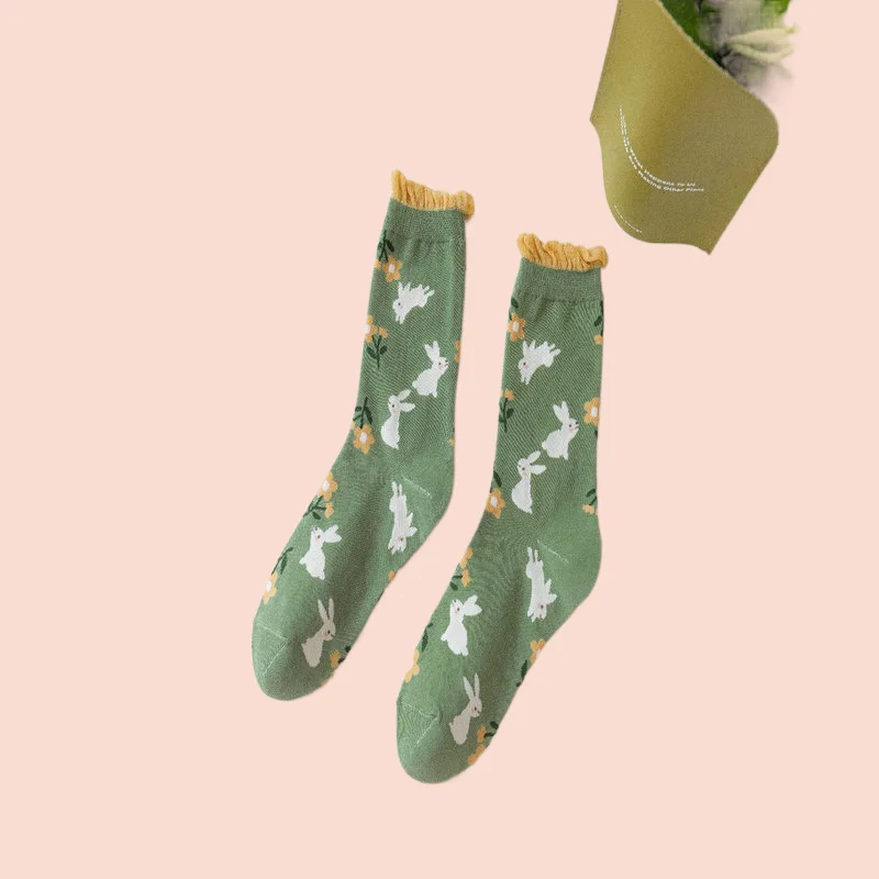 1/3 Paar Mittel rohrs ocken Japanische Spitze Frauen Blase Mund Socken Frühling und Sommer Frauen neue Wald-Stil Mittel rohr Socken