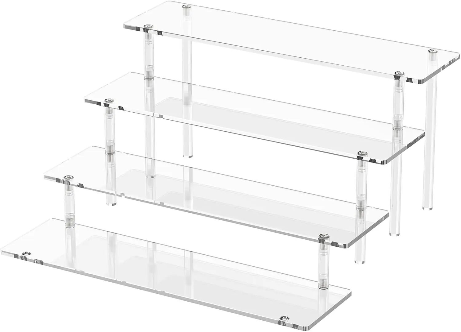 

4 Tier Acrylic Display Risers, Clear Perfume Organizer, Cupcake Stand for Party, Shelf for Figures & Collections