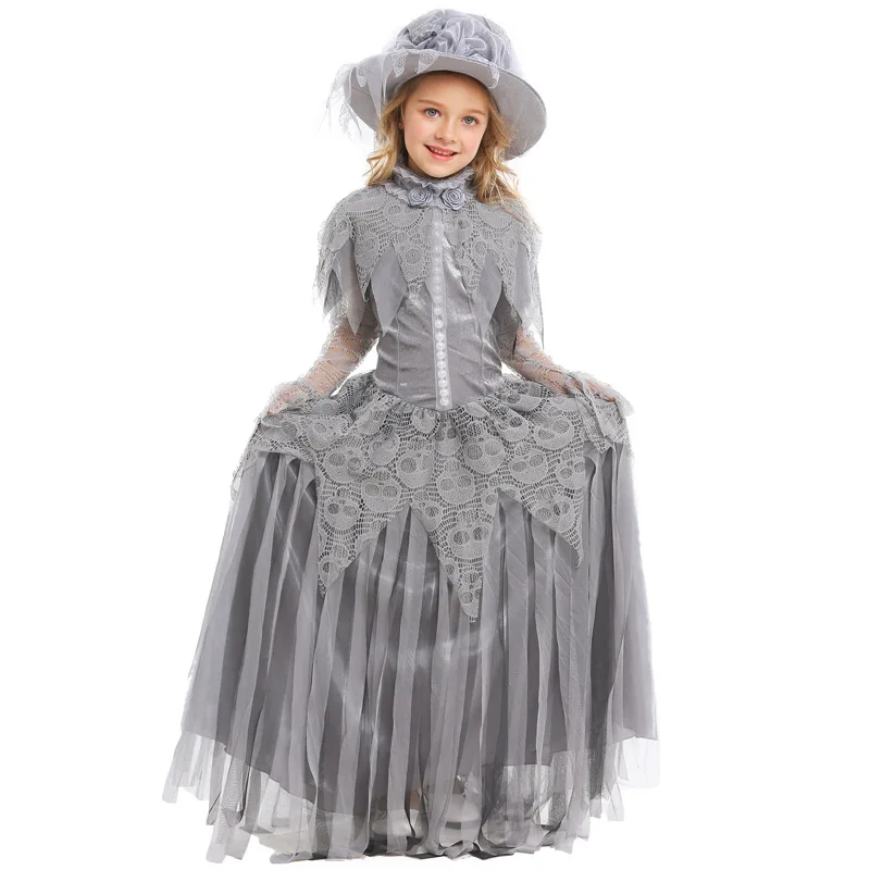 Fantasia Child Kids Skull Corpse Zombie Costumes for Girls Ghost Princess Cosplay Halloween Purim Fancy Dress