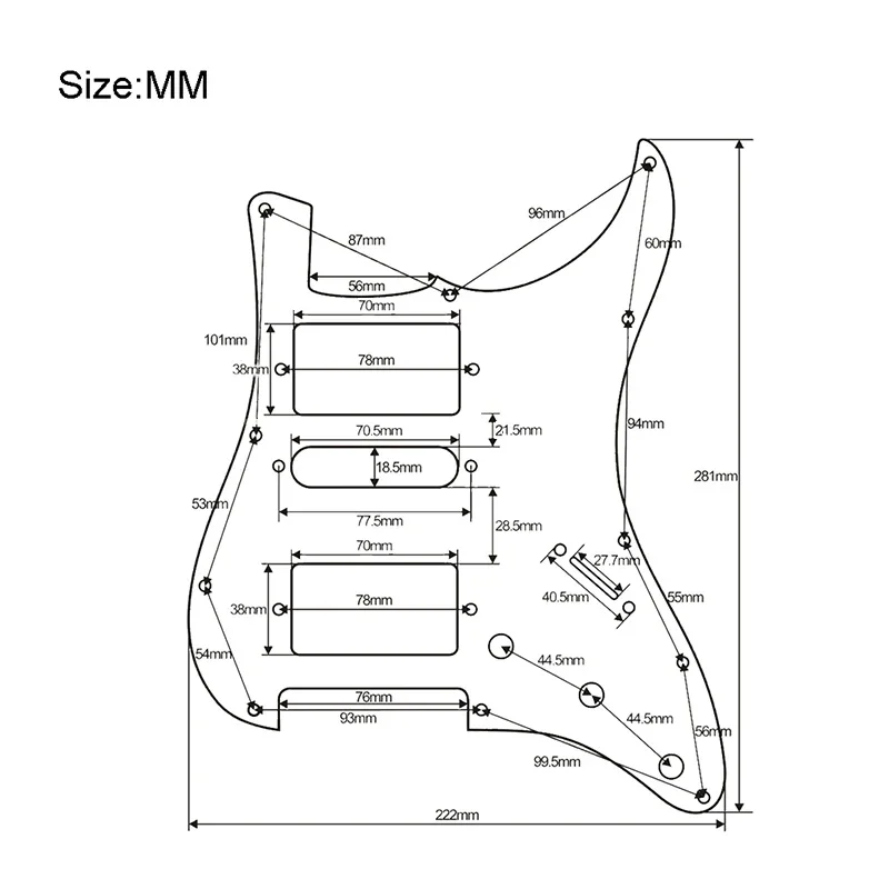 HSH Coil Splitting Electric Guitar Pickguard Big Umbrella Adjusting Screw Prewired Scratchplate Assembly White