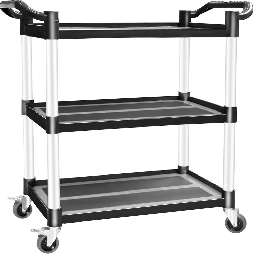 

Utility Carts with Wheels, Heavy-Duty 510lbs Rolling Cart w/Lockable Wheels, Restaurant/Kitchen/Food Service Cart on White