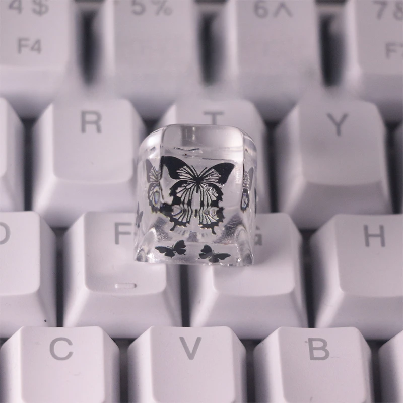 AttackFox فراشة مخصصة كيكابس SA الارتفاع شفافة الراتنج مفتاح قبعات لوحة المفاتيح الميكانيكية Keycap MX التبديل ESC مفتاح لتقوم بها بنفسك الهدايا