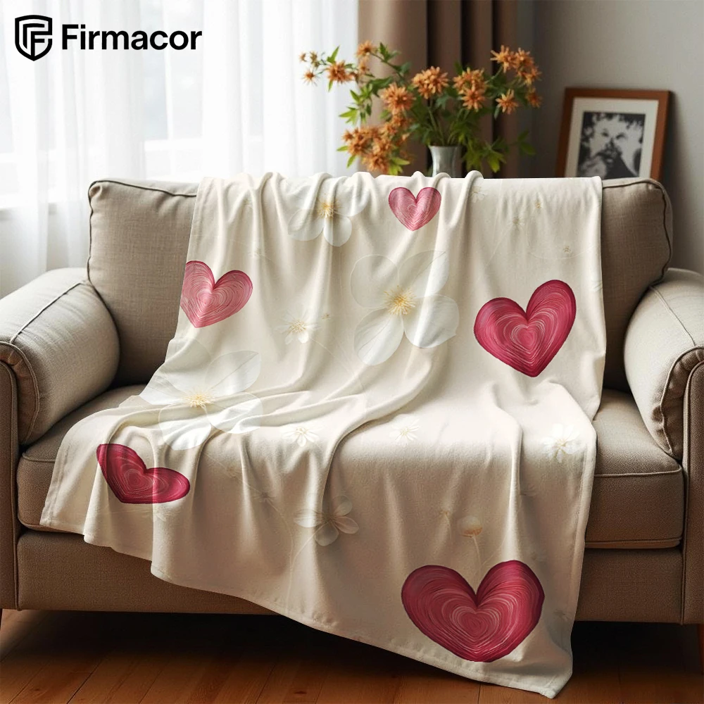 Paper Floral Heart Cartoon Anime Print Flannel Blanket Soft Warm Throw for Kids Bedroom Sofa Christmas Office Car