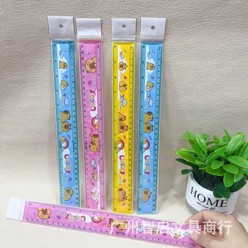 3Pcs Capybara clear cartoon Acrylic Straight rulers 30cm drawing Stationery supplies Measuring Drawing Tool Children's Day Gift