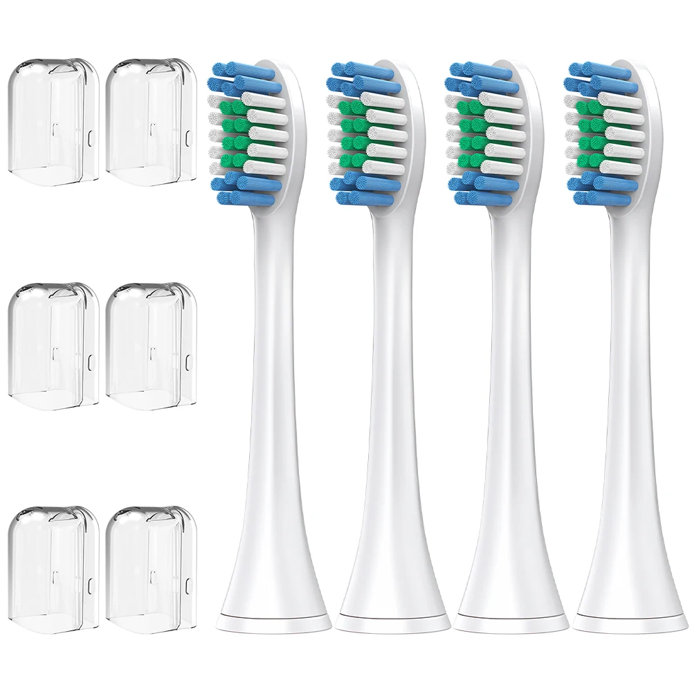 

4 сменные насадки для щеток с 6 пылезащитными колпачками для насадок зубных щеток, совместимые с электрической зубной щеткой Philips Sonicare.