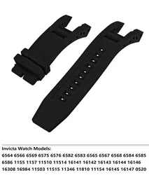 Rubber Black silicone watchband Band for Invicta strap Subaqua Noma IV Noma 4, 32mm lugs Smart Watch