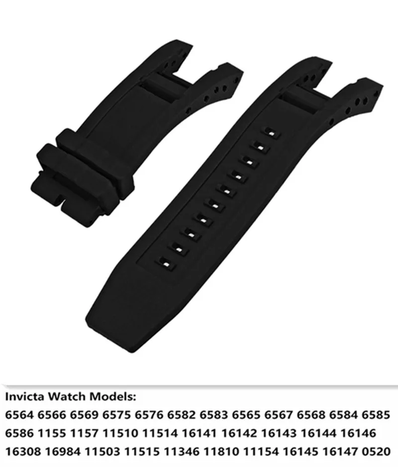 Rubber Black silicone watchband Band for Invicta strap Subaqua Noma IV Noma 4, 32mm lugs Smart Watch