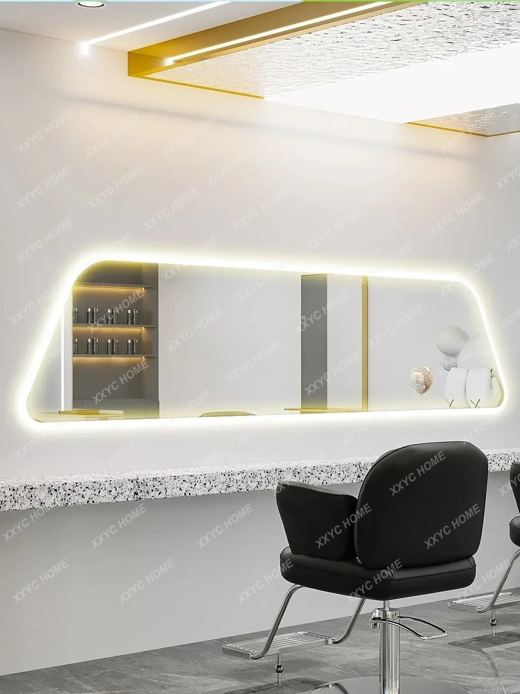 Y Beauty Salon Hair Saloon Dedicated Minimalist Hot Dyeing Area across Led Light Mirror