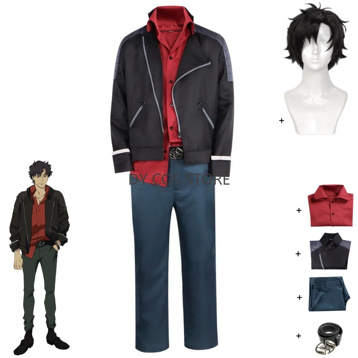 

Аниме Лазарус Косплей Костюм Куртка Пальто Красная Рубашка Униформа Полный Комплект Аксессуаров Парик Взрослых Мужчин Хэллоуин Рождественский Костюм