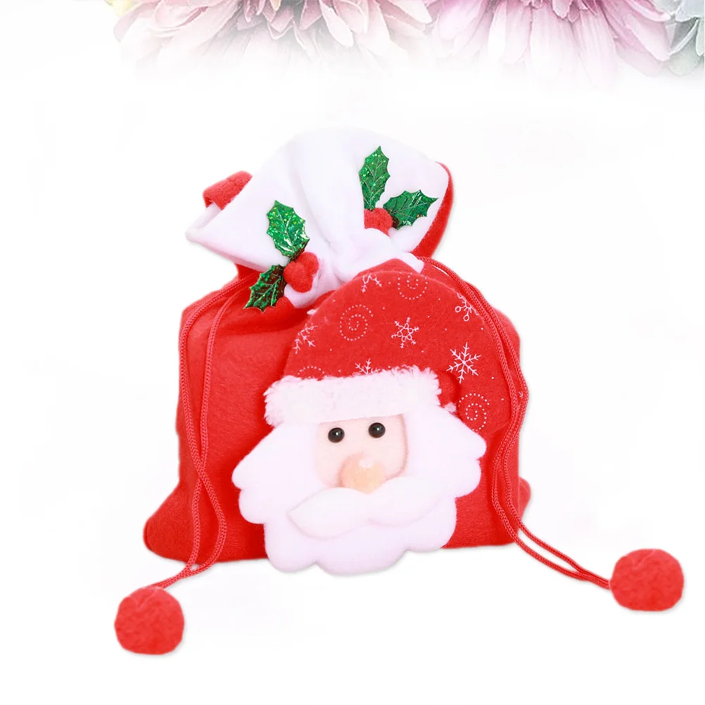 

Santa Gift Bag Bags Christmas Candy Goodie for Birthday Party with Handles Pouch