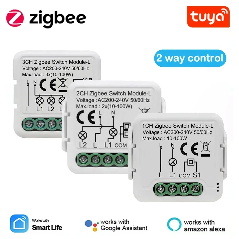 Tuya ZigBee 3.0 Smart Dimmer Switch Module Supports 2 Way Control Dimmable Switch Work with Alexa Google Home Smart Life Gateway