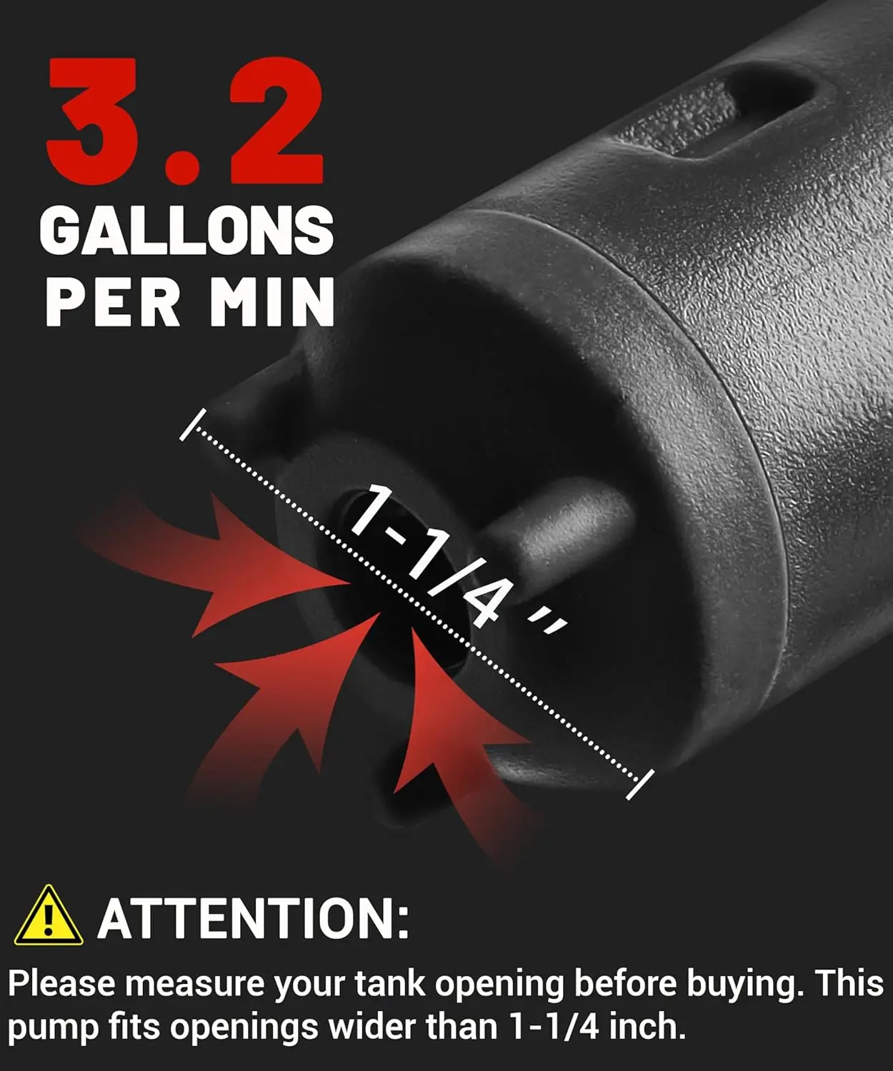 AA Battery/USB Powered Fuel Transfer Pump with Auto Shut Off, 3.2 GPM Flow, 4 Adapters for Gasoline, Diesel, Kerosene