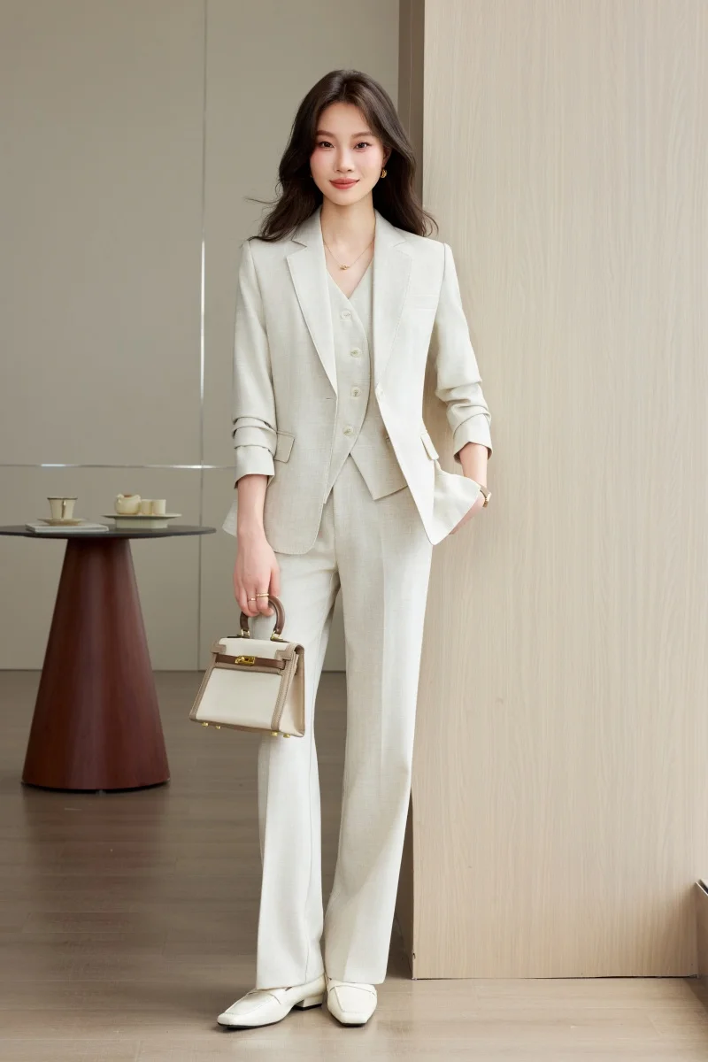 Alyssa Fashionable Business Women's Outfit - Elegant Slim-Fit Suit Set with Pants Stylish Comfortable Workwear for Autumn Winter