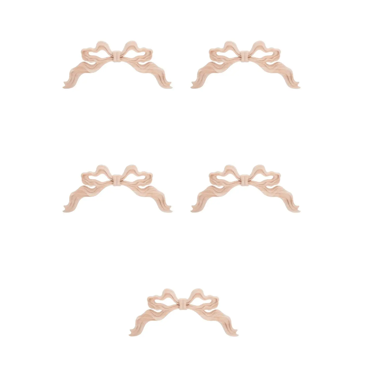 

5pcs 5 Pieces Bow-knot Wall Decor Carved Wood Cabinet Onlays Bowknot Decoration Appliques