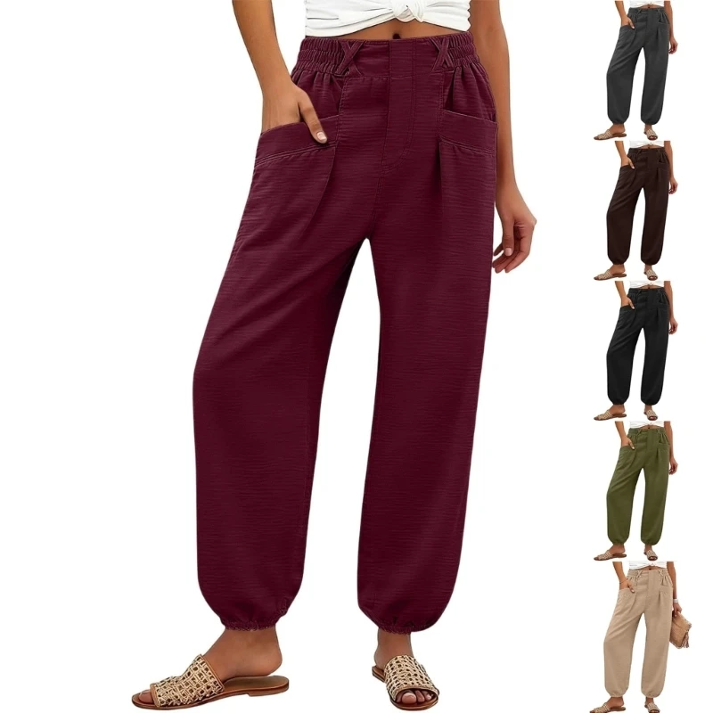 HX6F Women'selasticoose-fitting, lightweight sweatpants with pockets