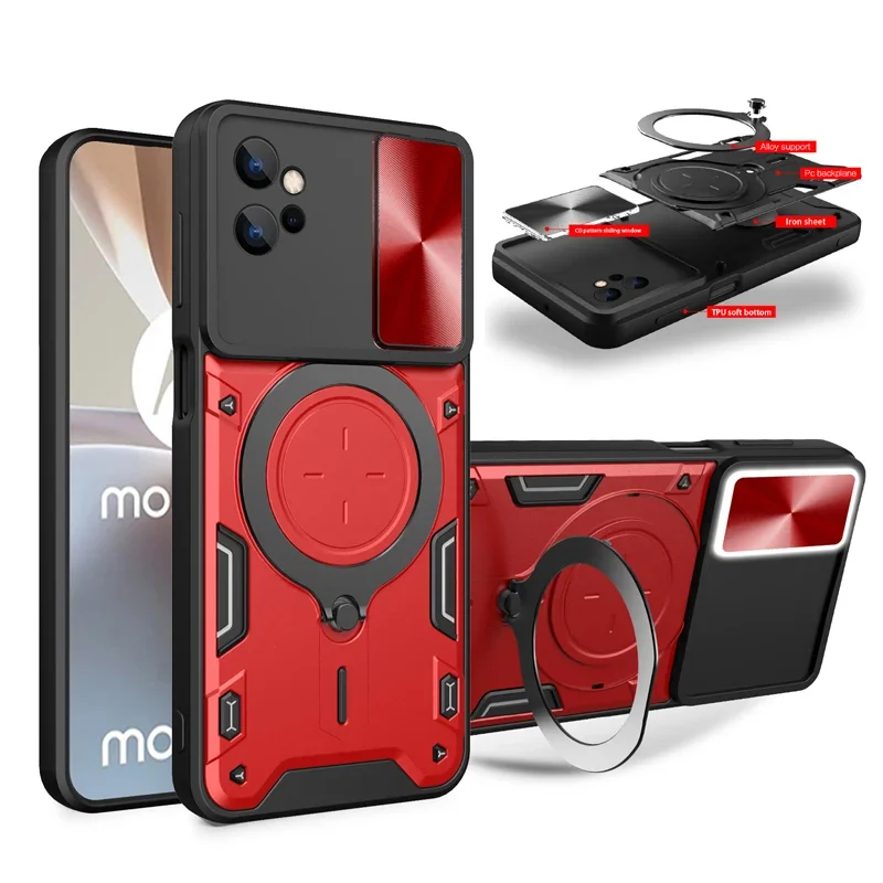 حافظة لهاتف موتو G04S G13 4G G14 G22 G23 G24 G32 G34 5G G52 G53 G54 G55 كاميرا الشريحة العسكرية الصف درع غطاء للحماية Coque