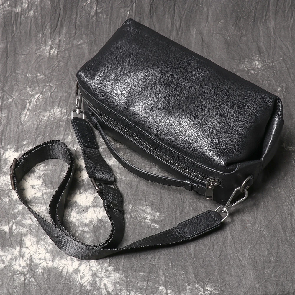 LUOKIR New men's leather shoulder bag, large capacity crossbody bag, genuine leather men's bag, oil leather iPad bag.