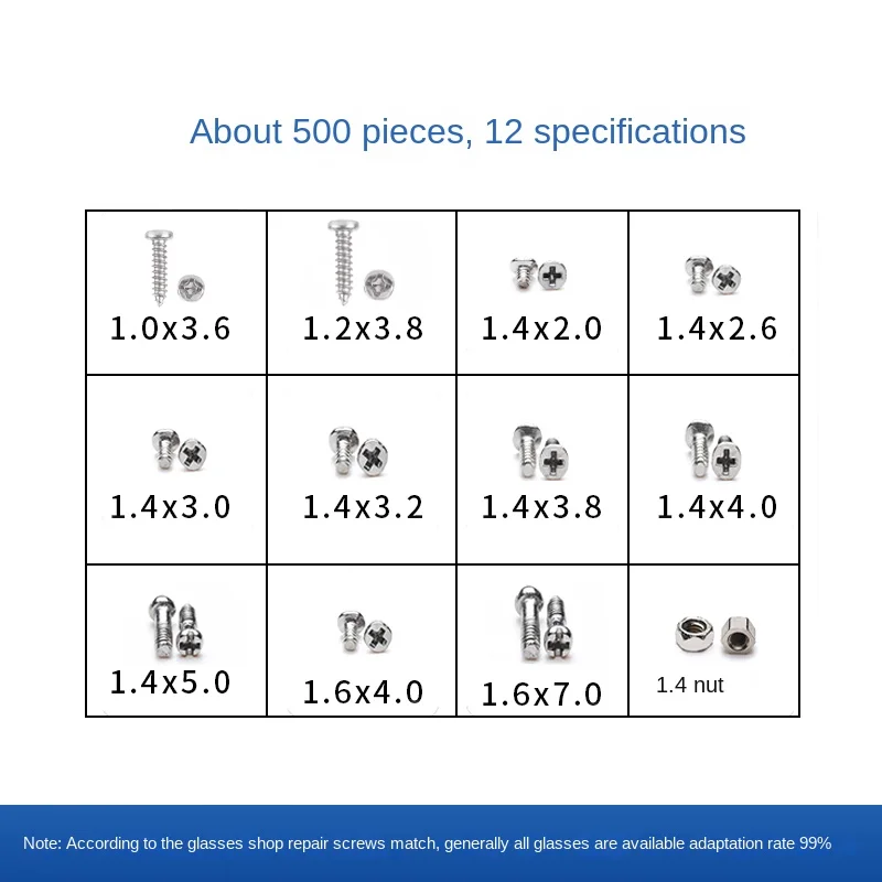 Glasses Small Screw Set Nose Pad Screw Hinged Screw Plate Screw Glasses Accessories Nut Nut