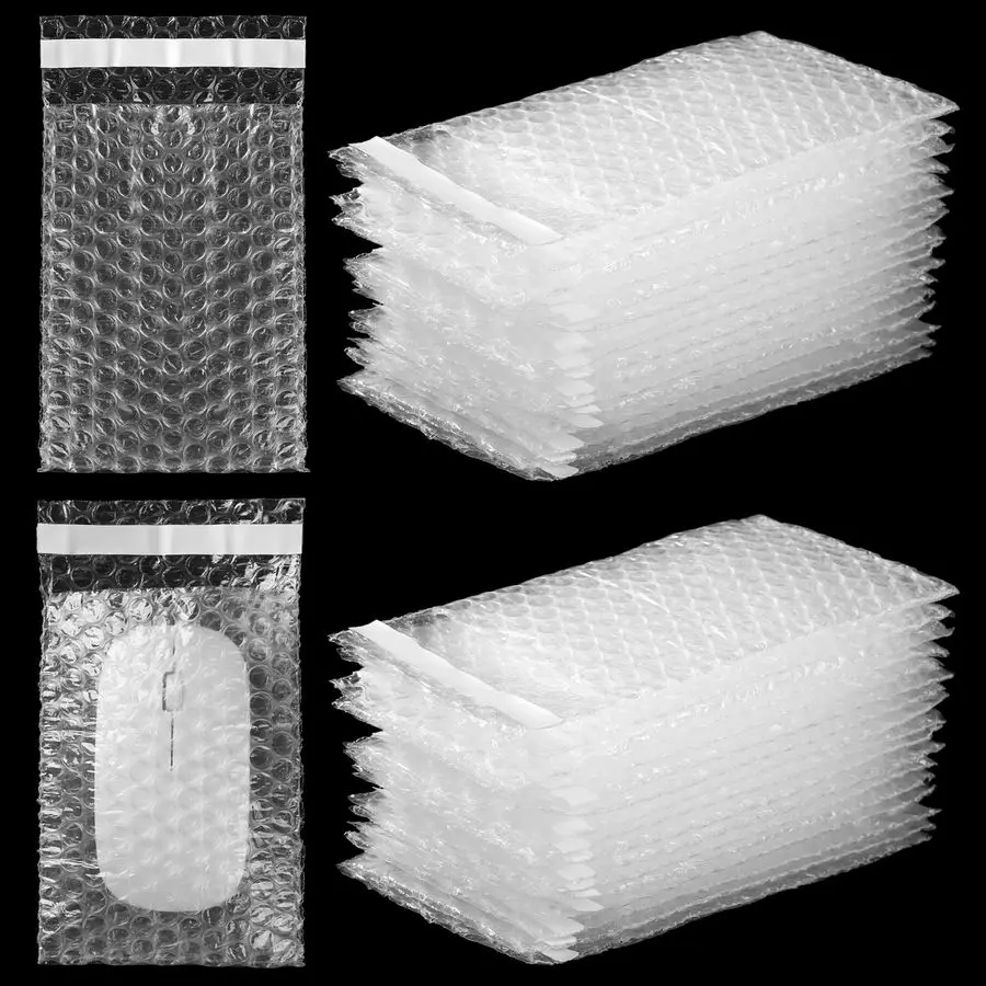 

300 шт. прозрачных самоклеящихся пакетов с пузырчатой пленкой, двухслойные пакеты-конверты с пузырьками, пластиковые ударопрочные защитные упаковочные материалы для малого бизнеса
