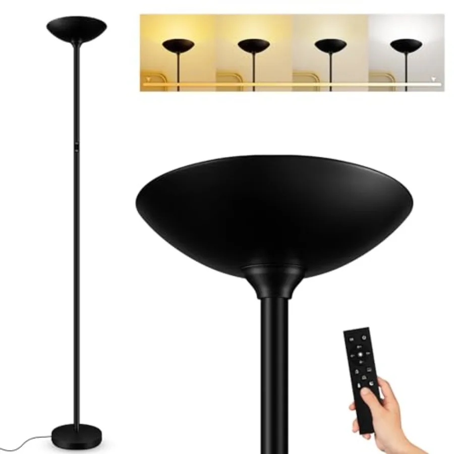 

Stepless Dimmable Floor Lamp, 30W 3000LM Super Bright LED Torchiere Floor Lamps with Remote and Touch Control, 71 in Tall Moder