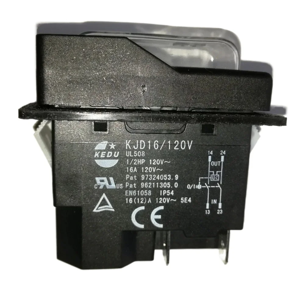 KEDU KJD16/120V 4 pines interruptor de botón de reinicio automático electromagnético impermeable para máquinas herramientas