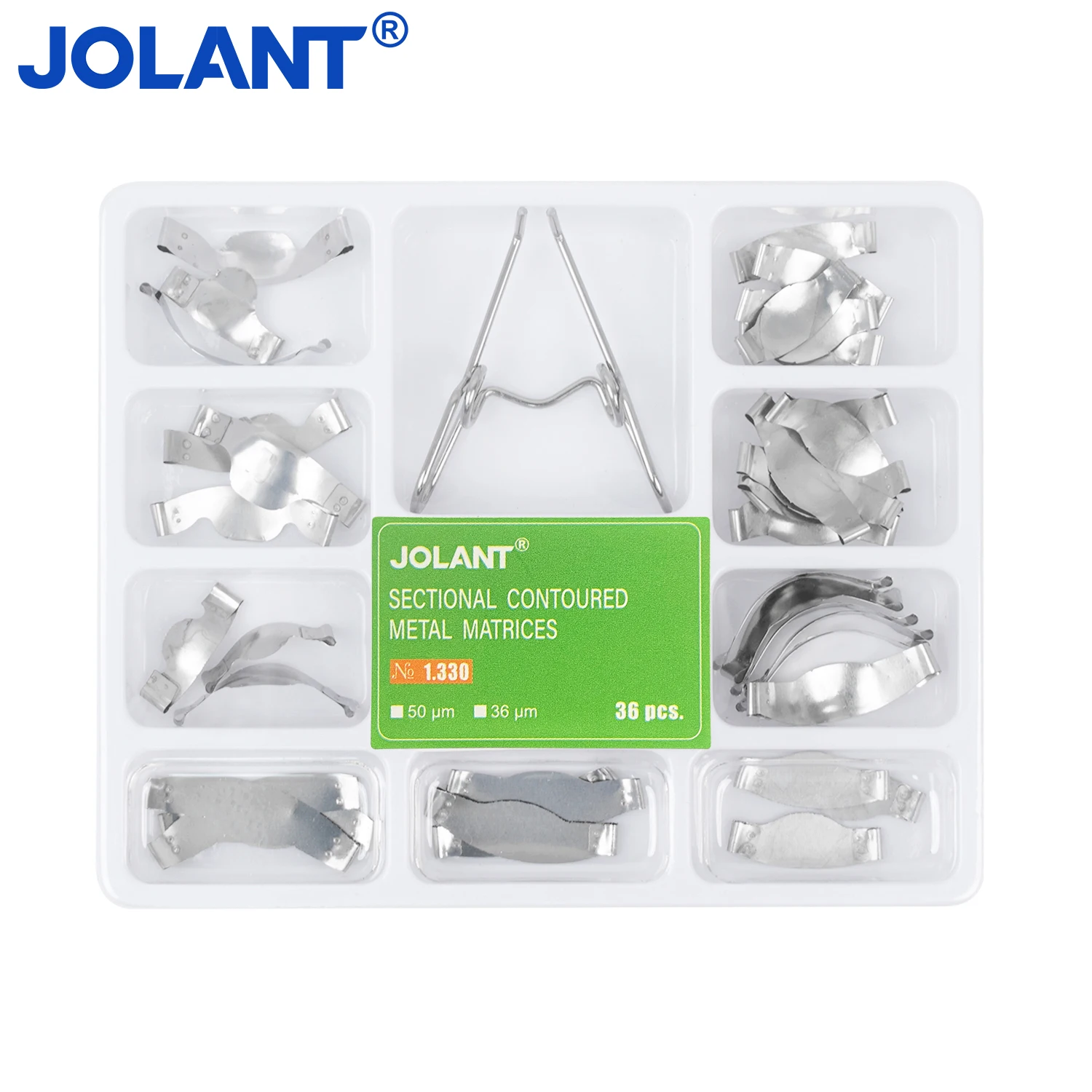 

JOLANT 36pcs/Box Dental Saddle Contoured Metal Matrices Matrix Universal Kit with Spring Clip 1.330 Dentistry Lab Equipment