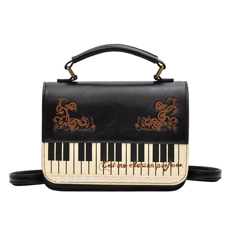 Piano Key Music Note Lace Crossbody Shoulder Bag,Fashion Backpack,Women Handbag,Girls Student Messenger Bag,Japanese Briefcase