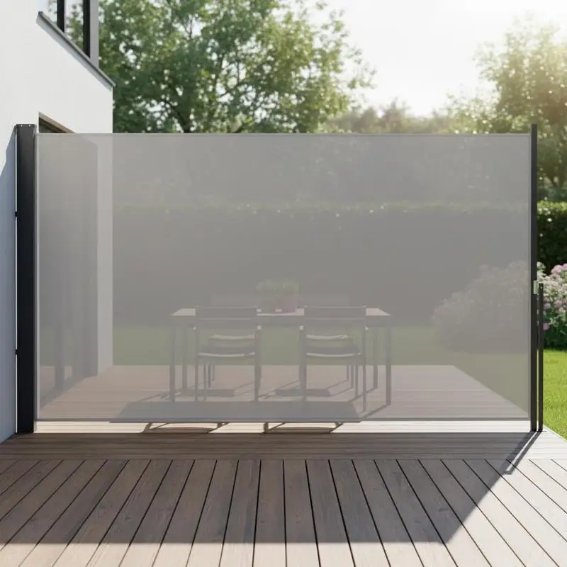 Lichtgraues, einziehbares Seitenmarkise 3x1,4m, Aluminiumgestell, Polyesterplane, Sichtschutz, ausziehbar, für Terrasse, Garten, Balkon, Sichtschutz, einfache Montage, Außen- und Innenbereich