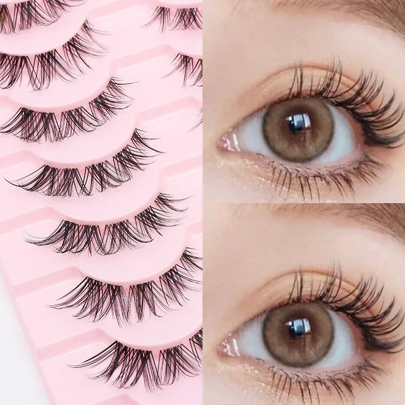 10 Pairs of Natural Long False Eyelashes Korean Lash Strips Japanese Fake Eyelashes Extensions Fox Eye