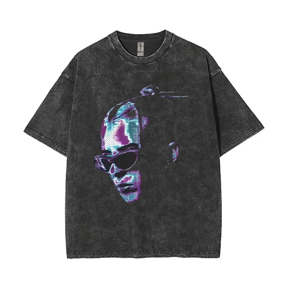 

Washed Vintage Young Miko Face Graphic Tshirt Men Women Hip Hop Fashion Oversized T Shirt Male Casual Cotton T-shirts Streetwear