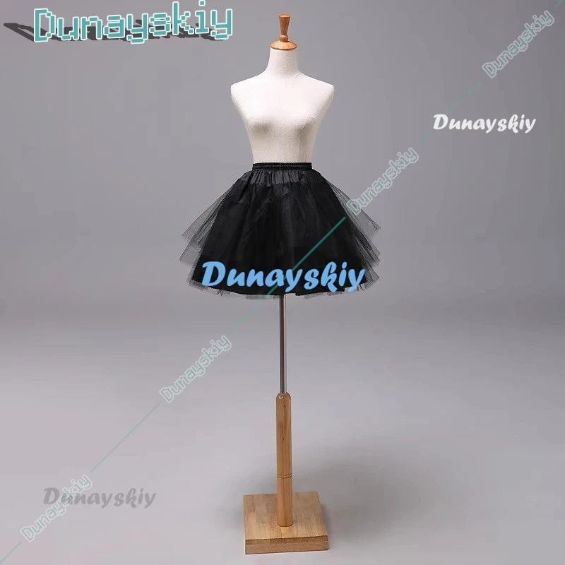 Neue Ankunft Schwarz Weiß Frauen Mädchen Petticoats 3 Schichten Kurze Cosplay Hochzeit Petticoats Unterrock 2024