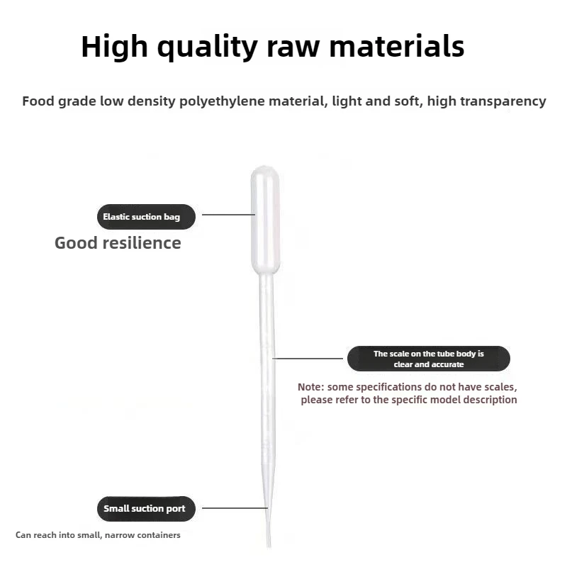 Pasteur-Tropfer aus Kunststoff, 1 ml, 2 ml, 3 ml, transparente Pipette mit mehreren Skala, experimentelles Probenahmeröhrchen, Laborwerkzeug