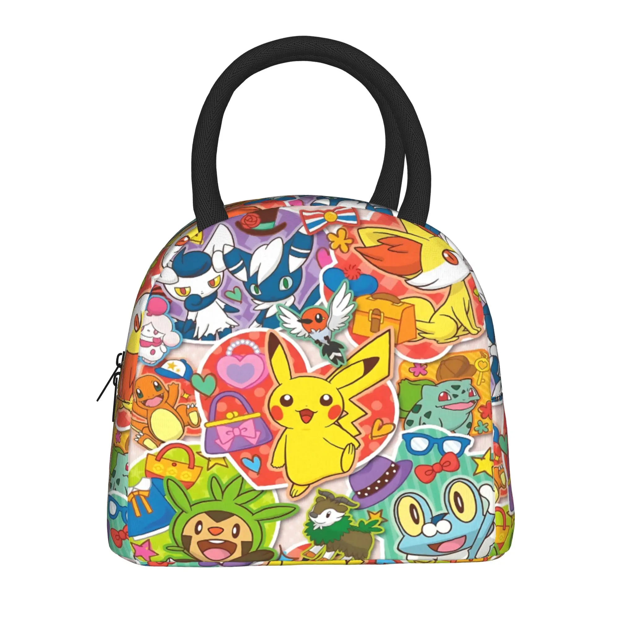 Cartoon Pokemon Theme Handbag Insulated Lunch Bag Meal Pack Rice Bag  bolsa Student Bento Lunch Handbag Insulation