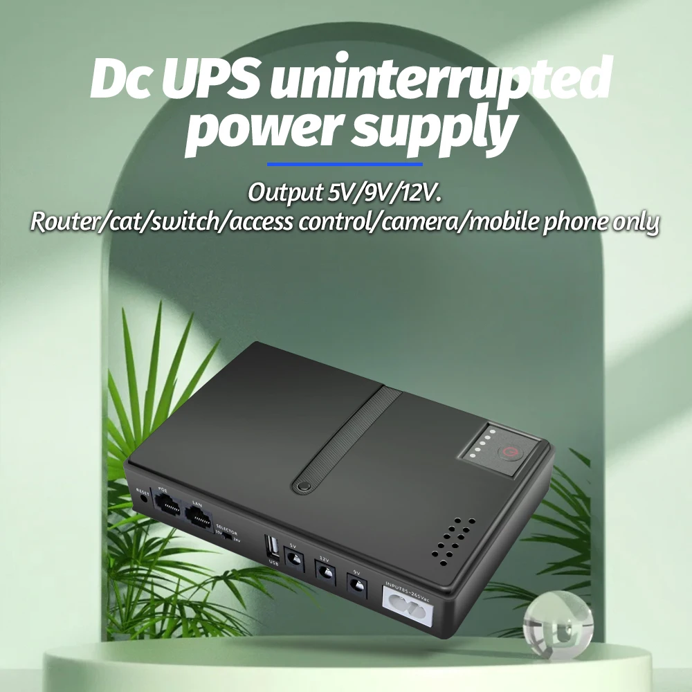 DC UPS uninterruptible power supply, router 5V9V12V optical modem monitoring backup power bank (without built-in battery)EU Plug