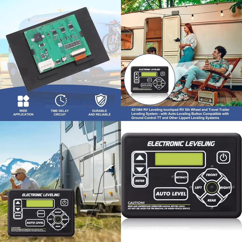421484 لوحة اللمس RV نظام تسوية العجلة الخامسة ومقطورة السفر - مع زر التسوية التلقائية المتوافقة مع الأرض C