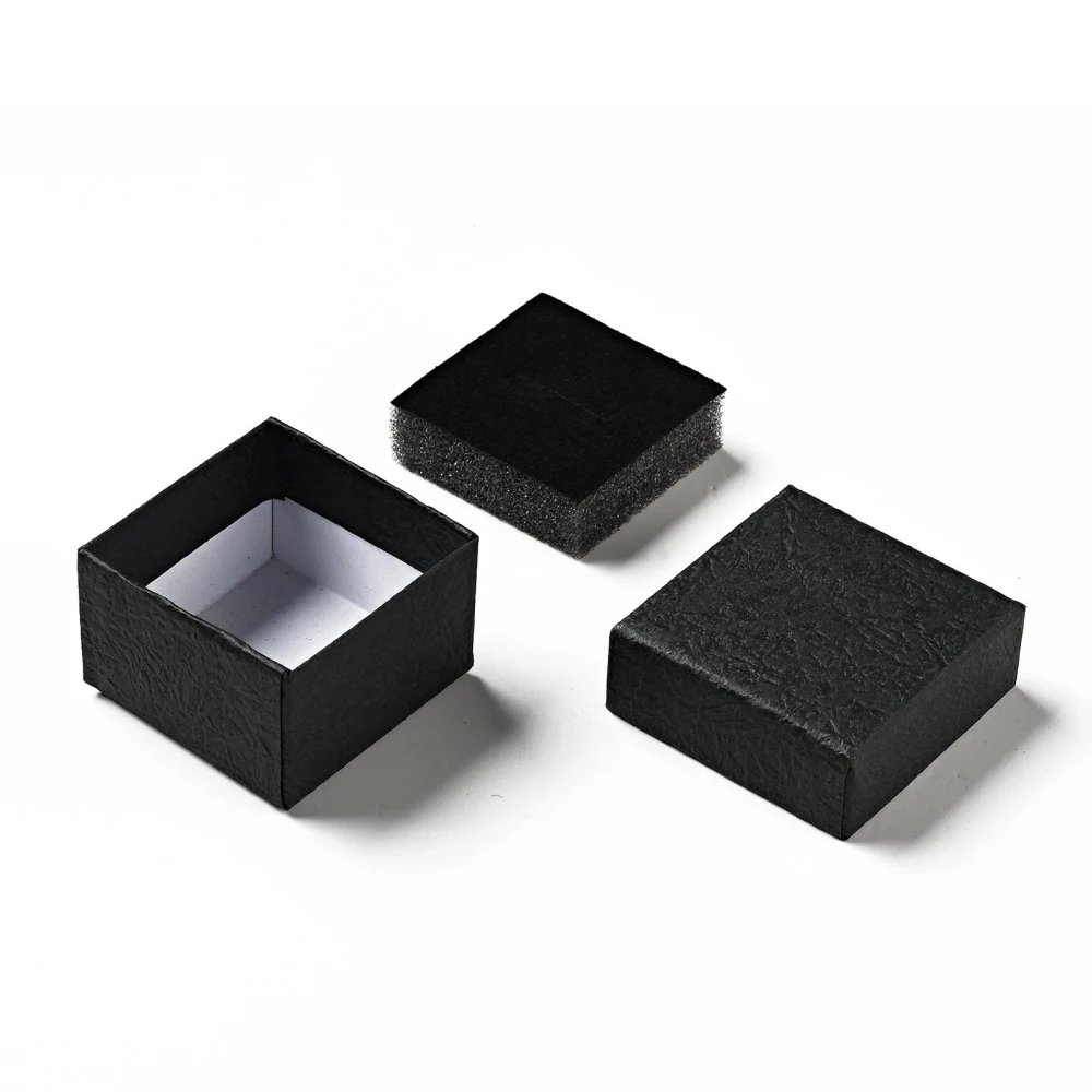 Texture Paper Jewelry Gift Boxes for Fashion jewelry bracelet Rings display Box with Sponge Mat Inside Black White 15/18/24pcs