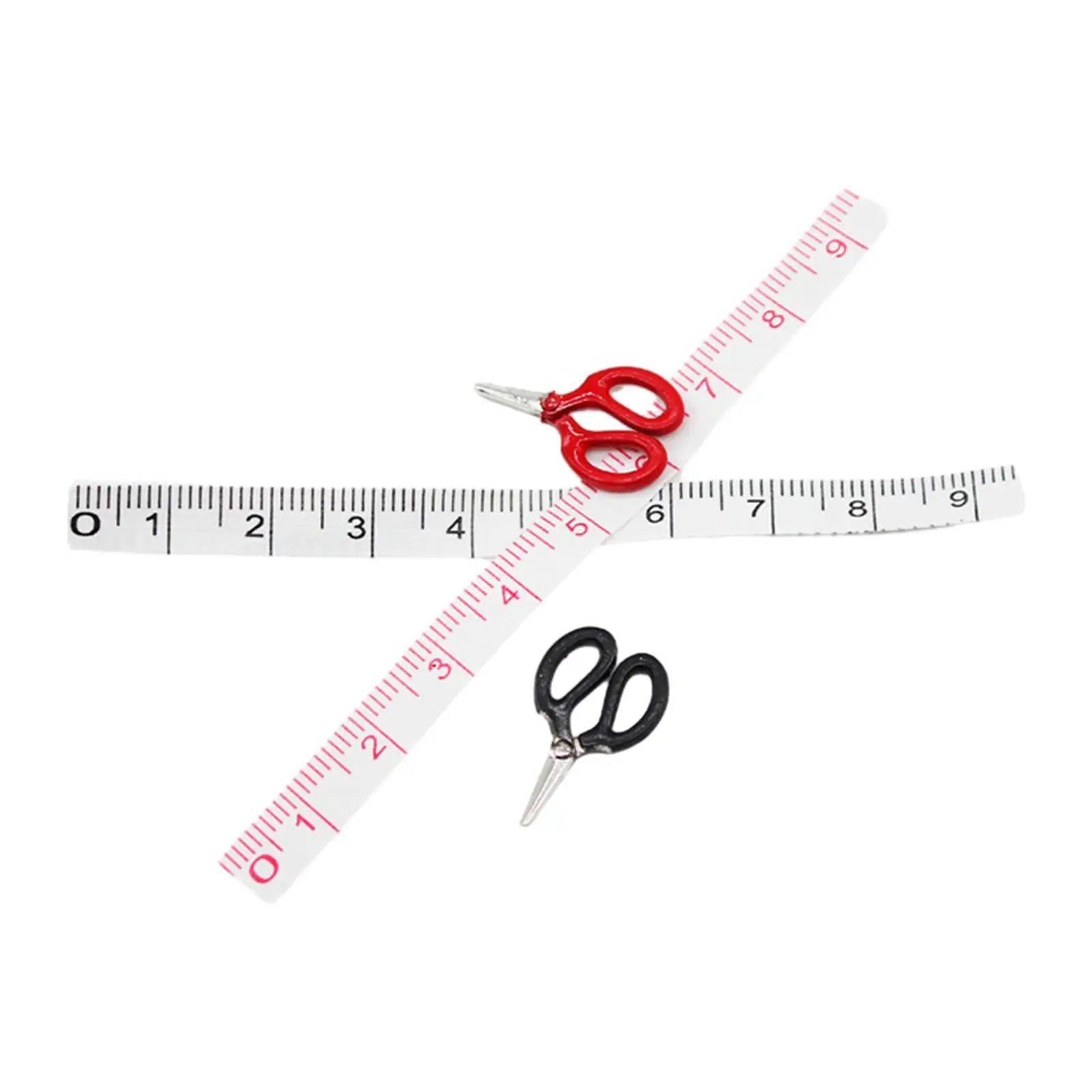 4-częściowy zestaw narzędzi do szycia dla lalek, miniaturowe nożyczki, miarka, akcesoria do domku dla lalek, do mikropejzaży, DIY, bajkowego ogrodu