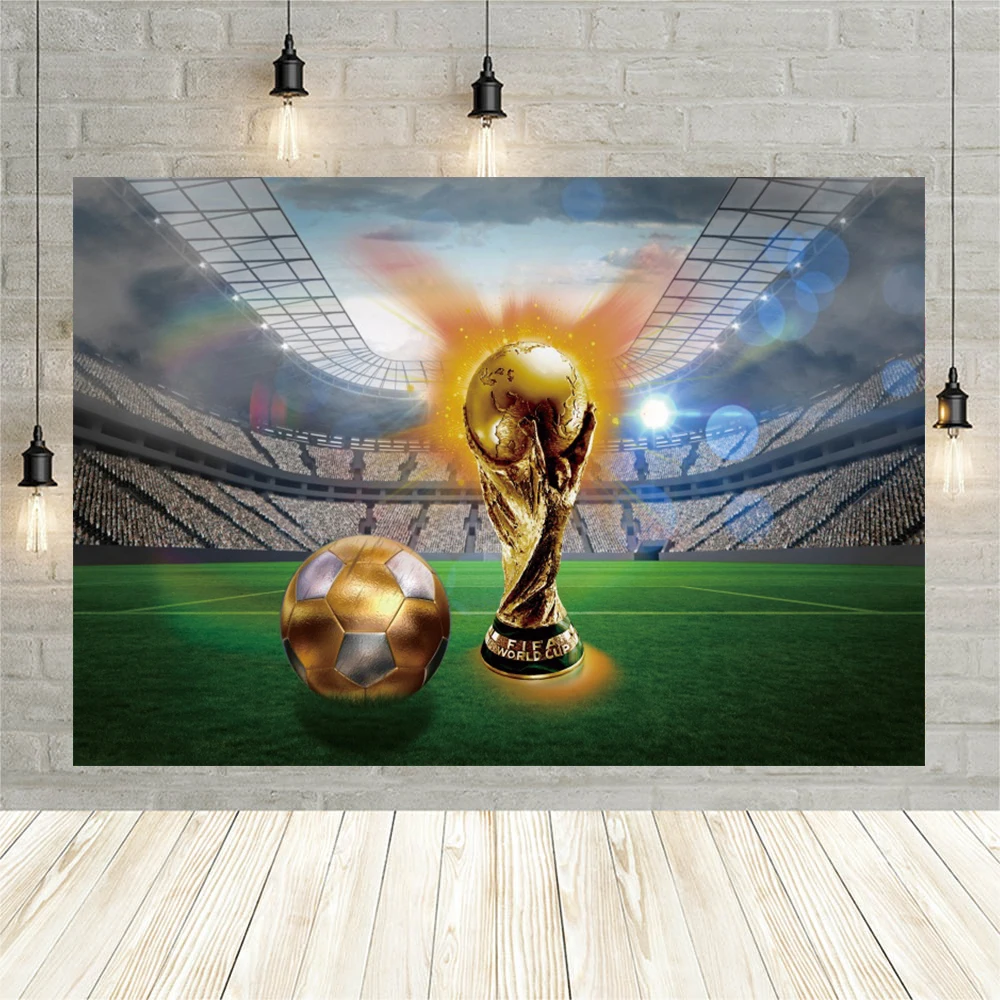 

Football Competition Party Background Boy Birthday Theme for Kid Portrait Photography Backdrop Soccer Field Stadium Sport Poster