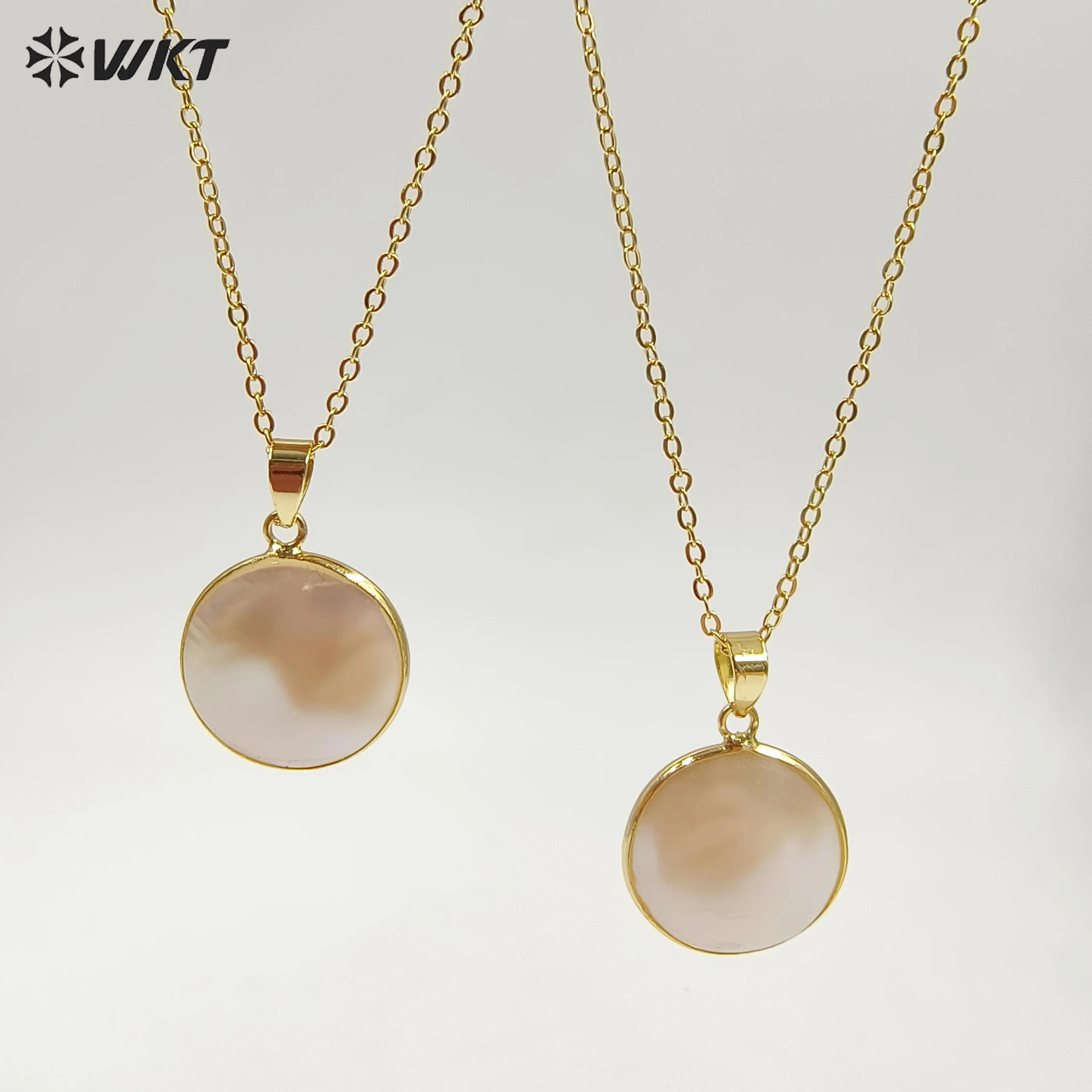WT-JN258 2025 WKT estilo valioso Mabe Shell colgante collar joyería forma redonda mujeres suministros fiesta tendencia venta