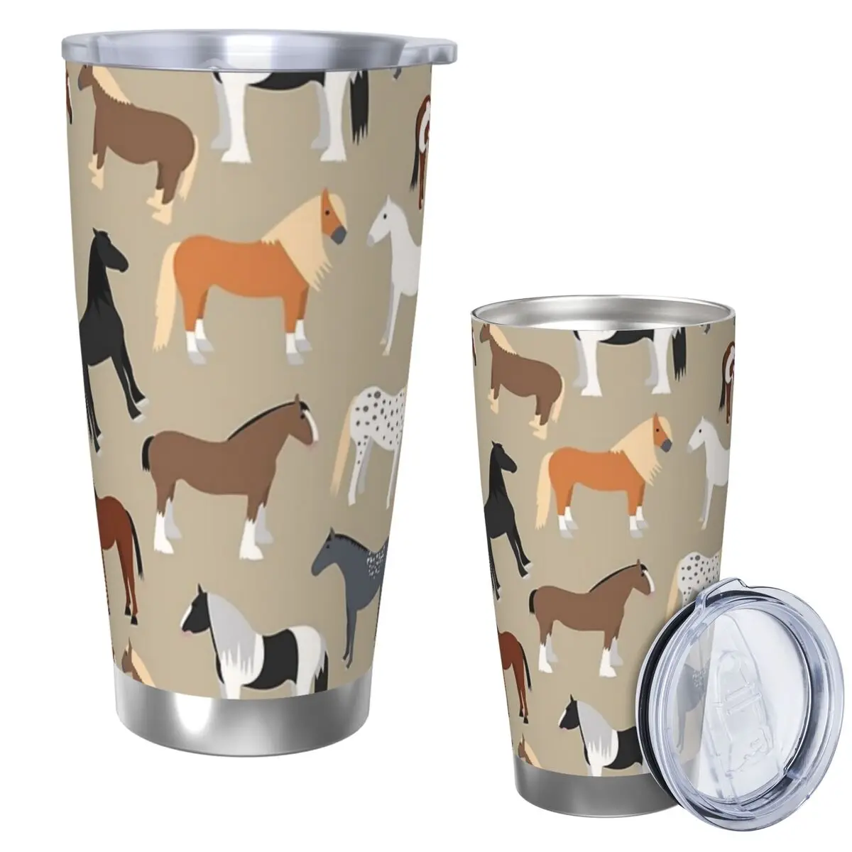 

Horse Breeds Pattern Stainless Steel Tumbler Vacuum Insulated Mugs Thermal Cold Bottle Straws With Lid 20oz