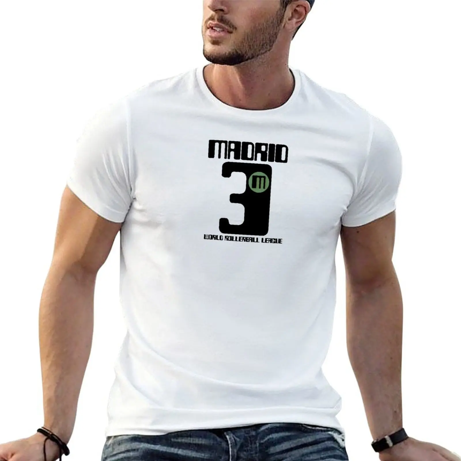 

Футболка Мадрид (роликовый футбол) для мужчин, винтажная мужская футболка с рисунком, футболка из 100% хлопка