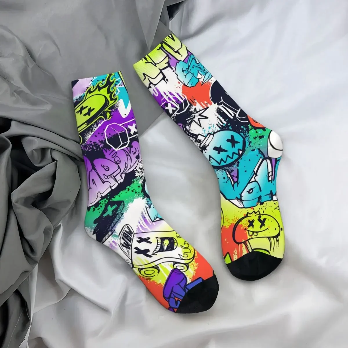 Chaussettes en elin pour hommes, style street art, graffiti, Harajuku