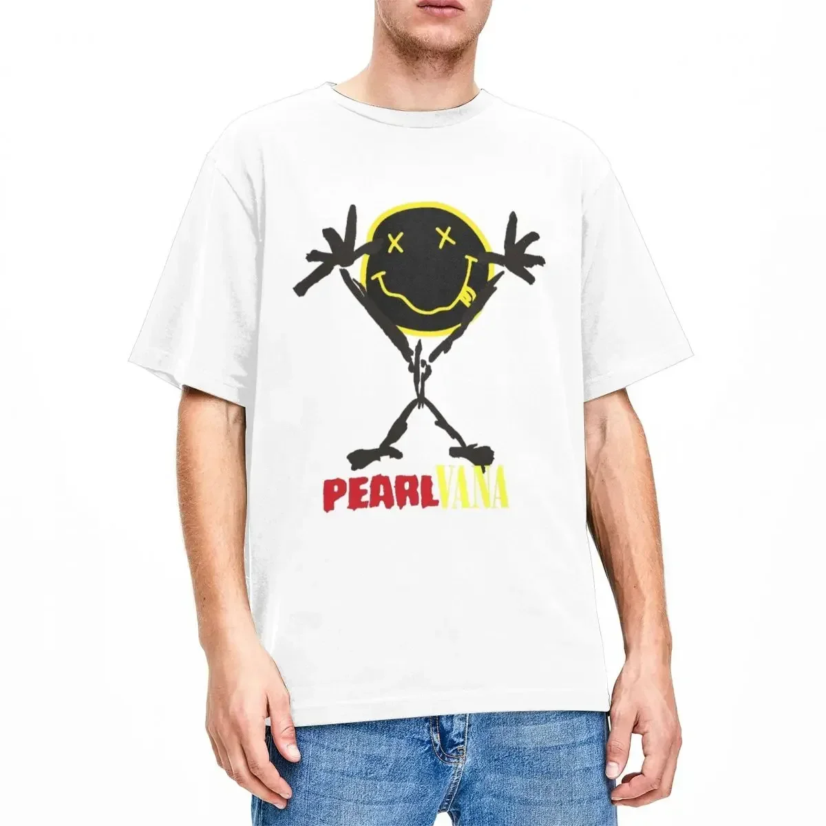 Men Women Parody Pearls Jam Band Shirt Merch Smile Face Pure Cotton Tops Casual Short Sleeve Round Neck Tee Shirt Gifts T-Shirt