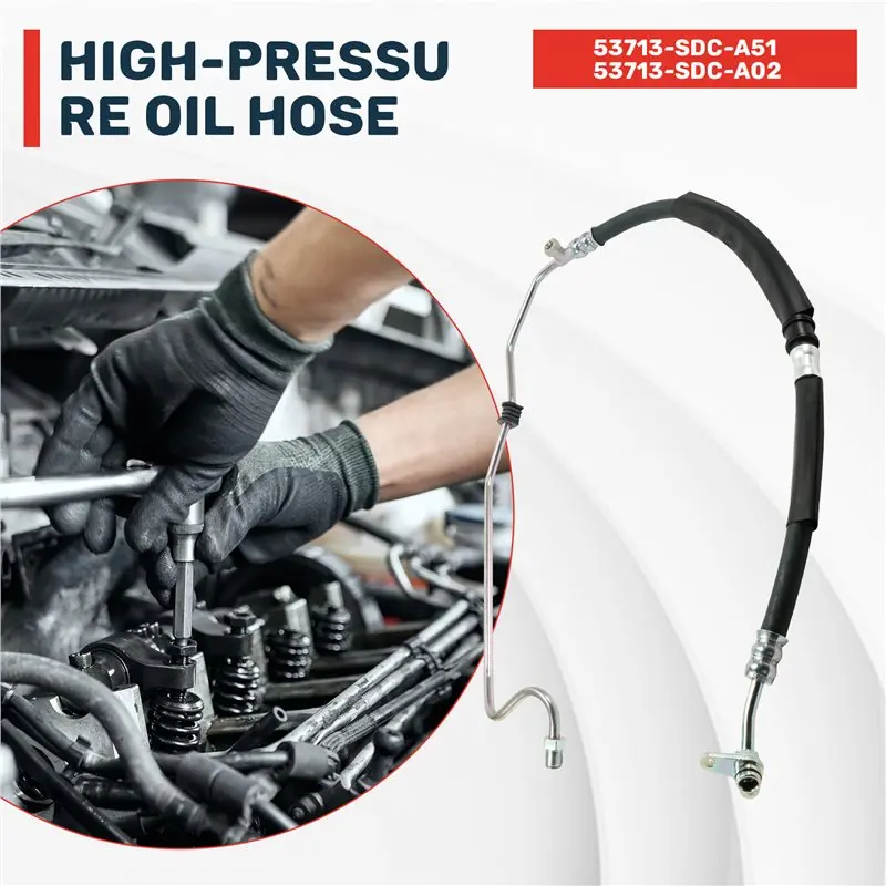 WORTHOWN-For Honda Accord Compatible High-Pressure Oil Hose 53713-SDC-A51 53713-SDC-A02