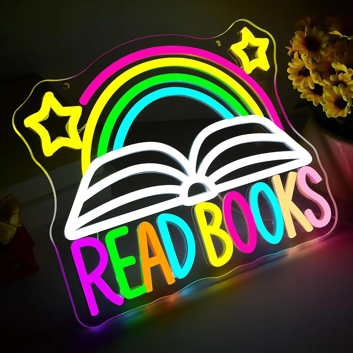 Read Books And Be Kind Neon Sign USB Dimmable LED Neon Light for library Book Room Bedroom Party Classroom Reading Room Decor
