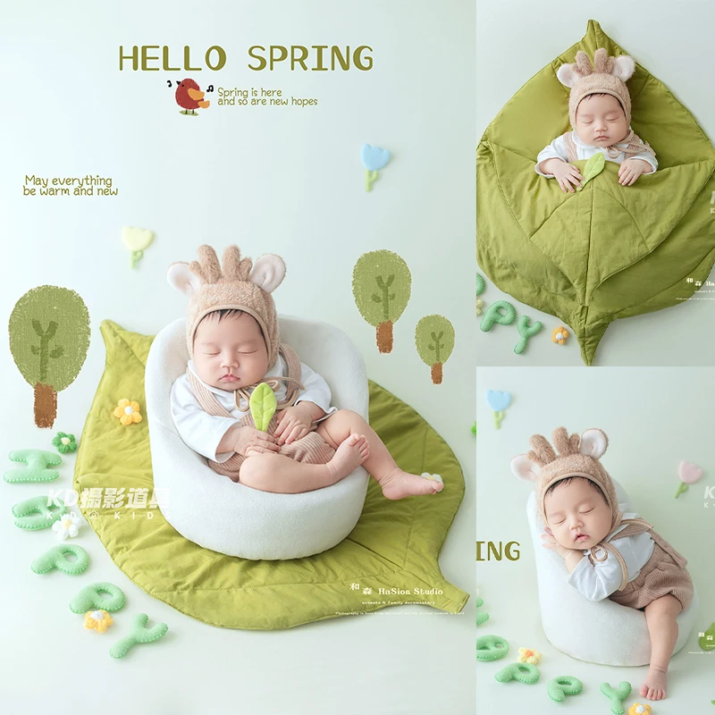 set-fotografico-primaverile-per-neonati-adorabile-tutina-a-tema-cervo-cappello-con-corna-e-accessori-decorativi-a-foglia-per-servizi-fotografici-di-neonati-e